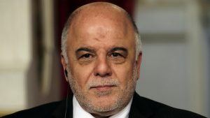 Iraqi Prime Minister Haider al-Abadi attends a news conference at the Elysee Palace in Paris
